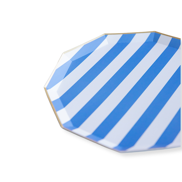 Palisades Blue Signature Cabana Stripe Dinner Plates, 8pk