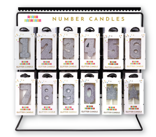 Silver Glitter Number Birthday Candles