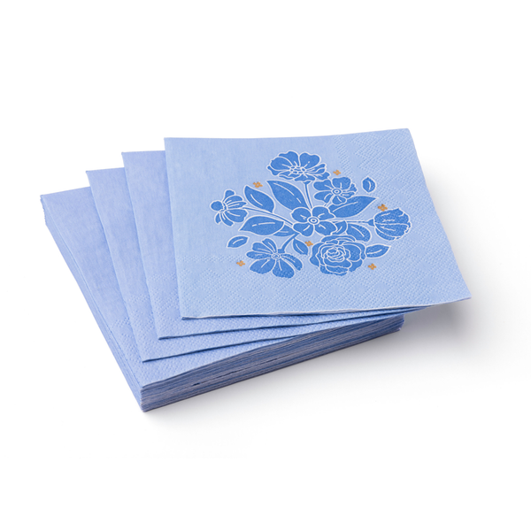 Belle Blue Elegant Floral Dessert Napkins, 20pk