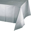 Shimmering Silver Plastic Tablecloth, 1pk