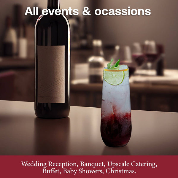 9 oz. Clear with Gold Plastic Champagne Flutes - 16 pcs