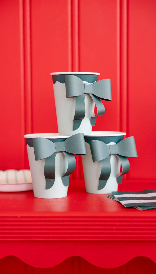 Mint and Green Bow Paper Cups- 8pk
