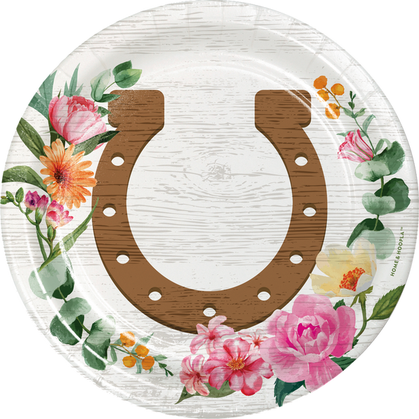 Horseshoe Floral Dessert Plates, 16pk