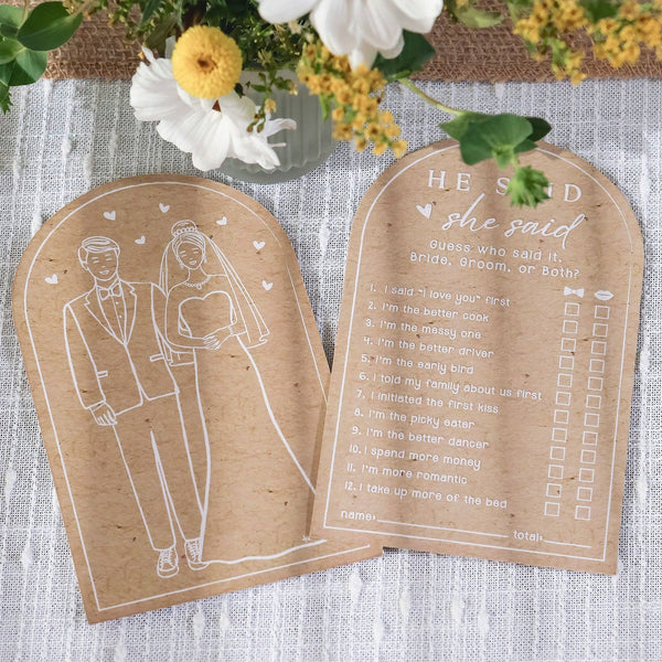 Wedding & Bridal Shower Activity - He Said She Said Game