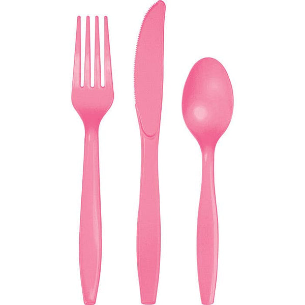 Candy Pink Assorted Plastic Cutlery, 24pk