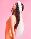 Bride White Flower Crown Veil