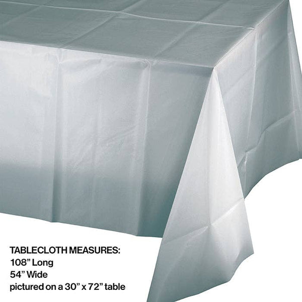 Shimmering Silver Plastic Tablecloth, 1pk