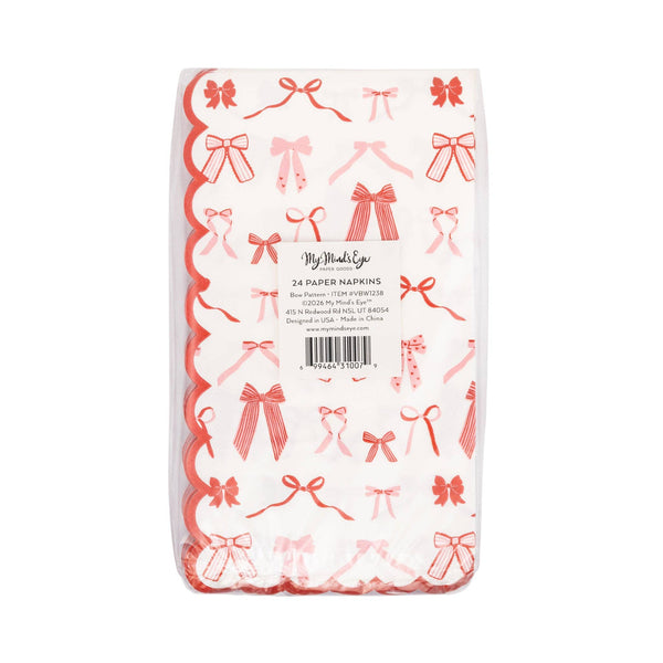Bow Pattern Dinner Napkin, 24pk