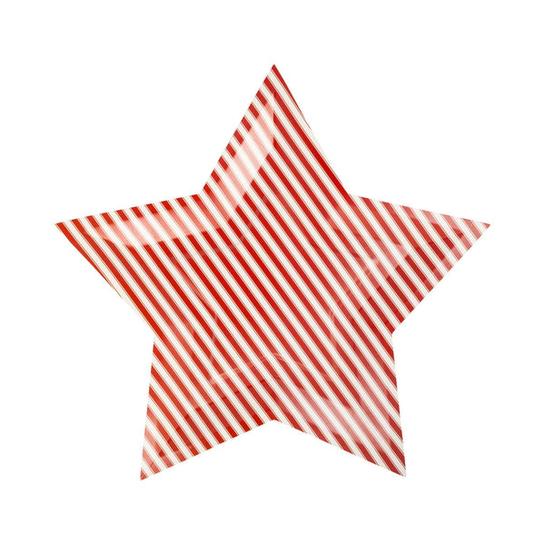 Striped Star Shaped Paper Plates, 8pk