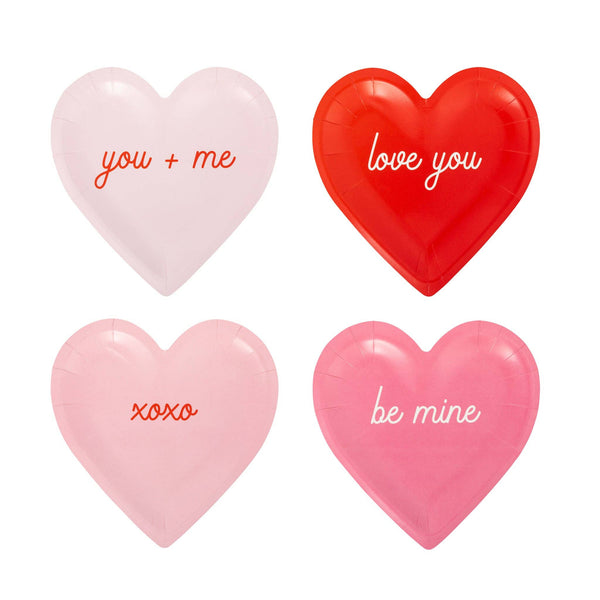 Conversation Heart Shaped Dessert Plate Set, 8pk