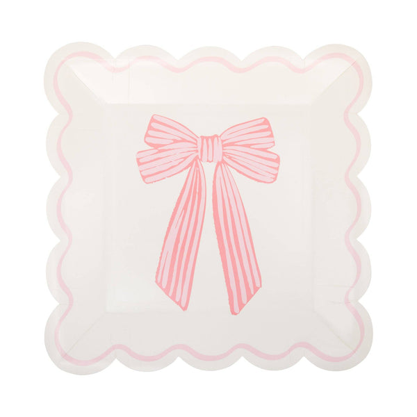 Large Pink Bows Dinner Plate, 8pk