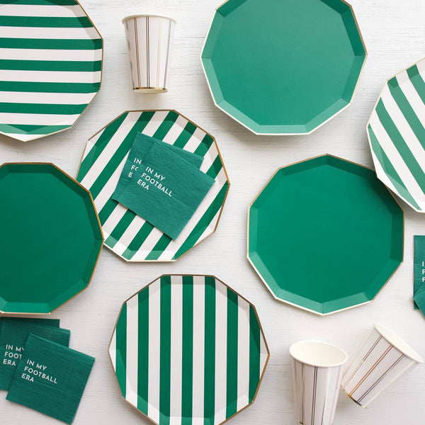 Emerald Green Cabana Stripe Dinner Plates, 8pk