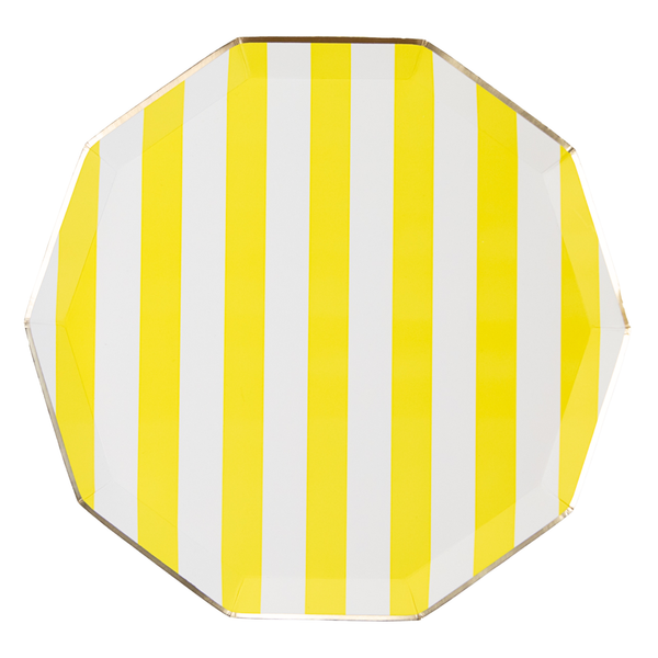 Soleil Yellow Cabana Signature Stripe Dinner Plates, 8pk