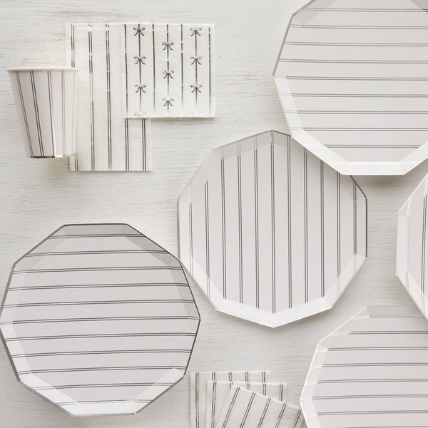 Silver Signature Stripe Cups, 8pk