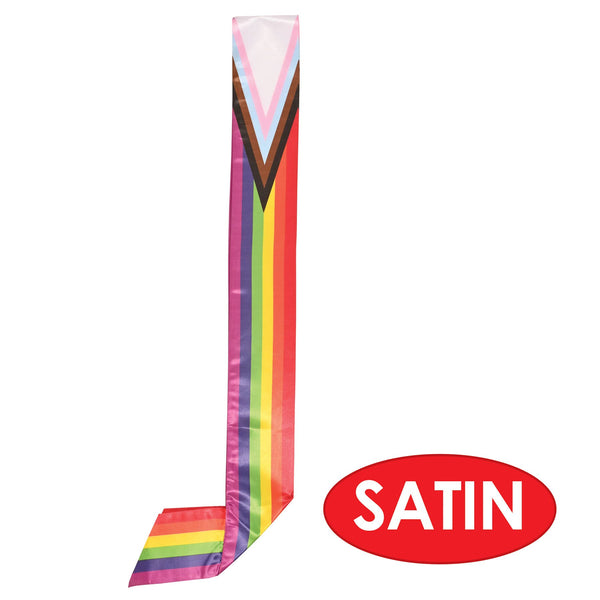 Pride Flag Satin Rainbow Sash, 33" x 4"