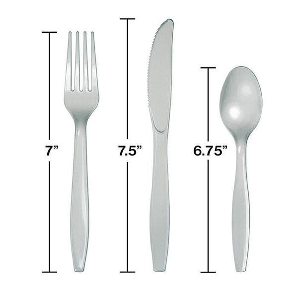 Shimmering Silver Assorted Plastic Cutlery, 24pk