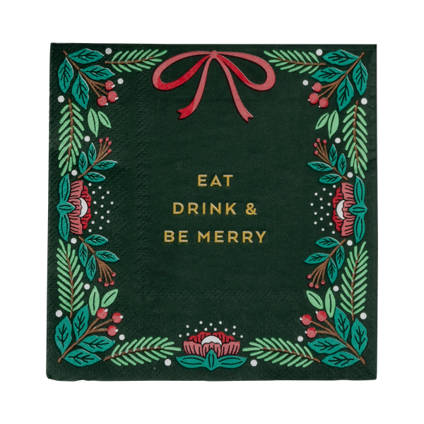 Eat Drink & Be Merry Cocktail Napkin- 24pk