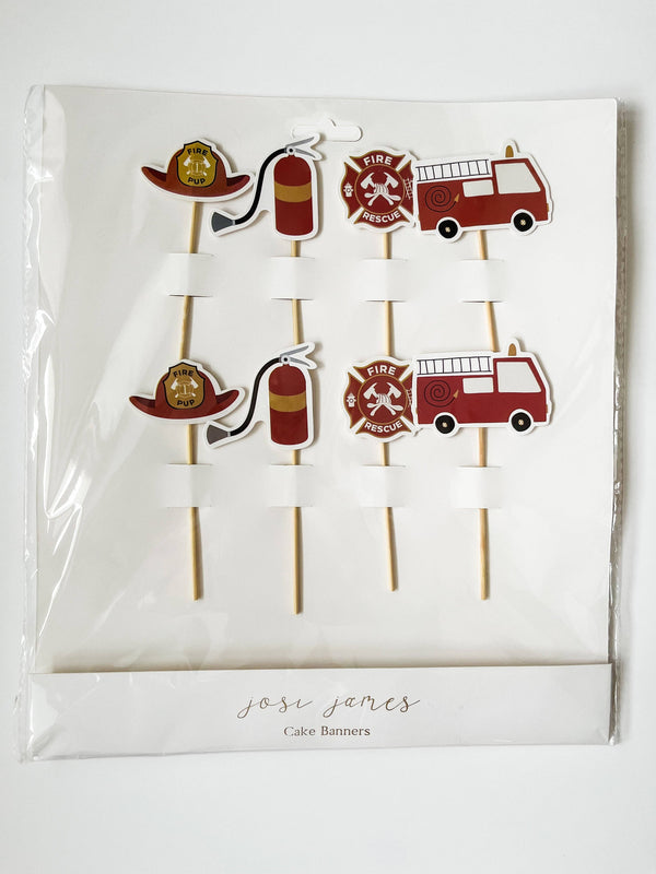 Fire Truck Cupcake Toppers, 8pk