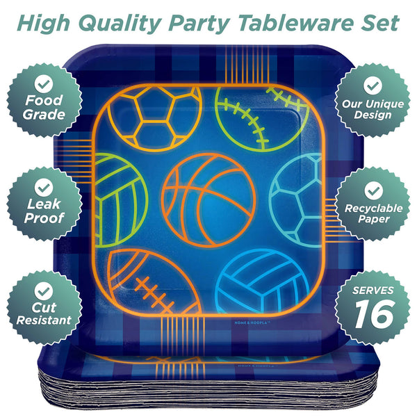 Sports Theme Dessert Plates, 16pk