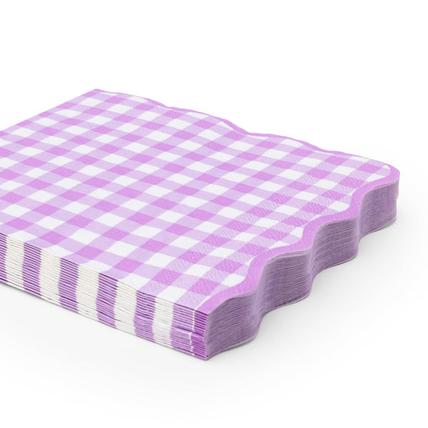 Elegant Le Lilac Gingham Dinner Napkins, 20pk