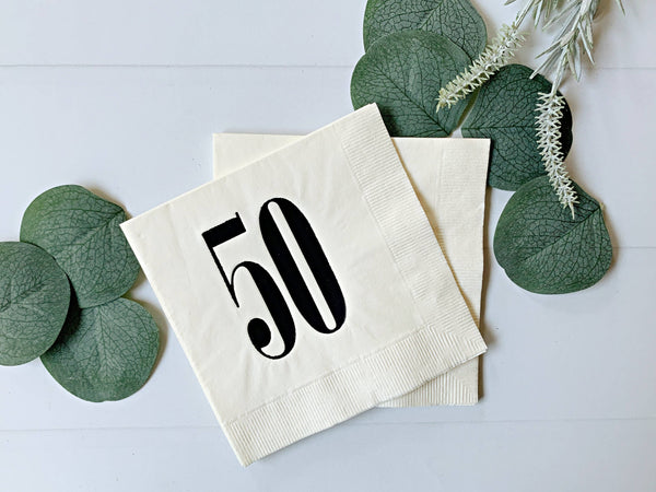 50th Birthday or Anniversary Cocktail Napkins, 16pk