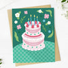 Happy Birthday Elegant Birthday Cake Party Greeting Card
