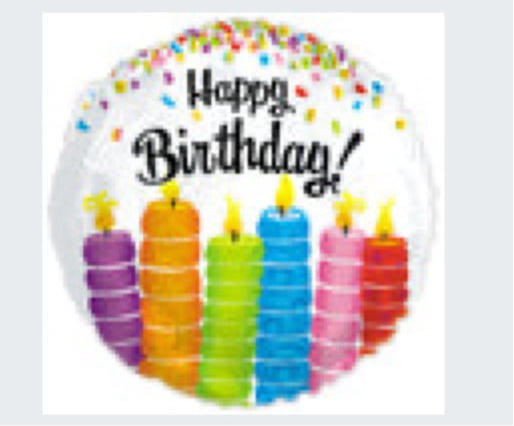 18” Happy Birthday Colorful Candles Mylar Balloon