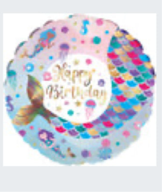 18” Happy Birthday Mermaid Mylar Balloon