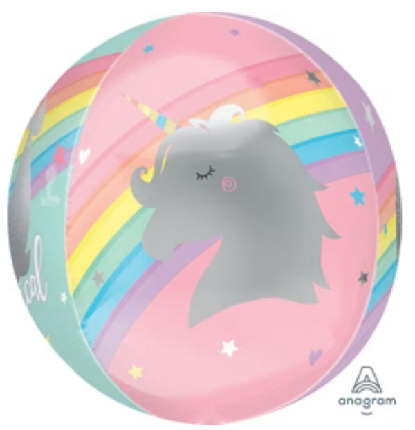 16” Rainbow Unicorn Orbz Balloon