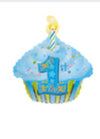 22” 1st birthday blue cupcake Mylar balloon