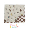 D&D Willa's Farm X Brown Check Toddler Blanket