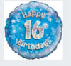 18” Happy 16th Blue Mylar balloon