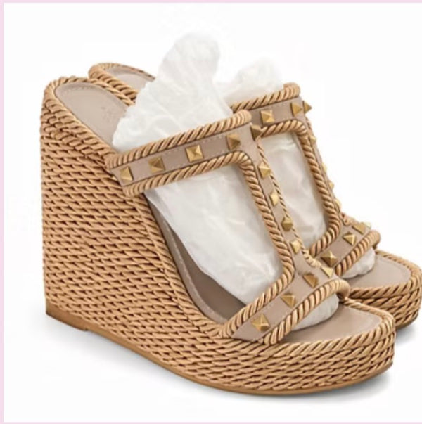 TLP Valentino RockstudRope Wedge Sandals