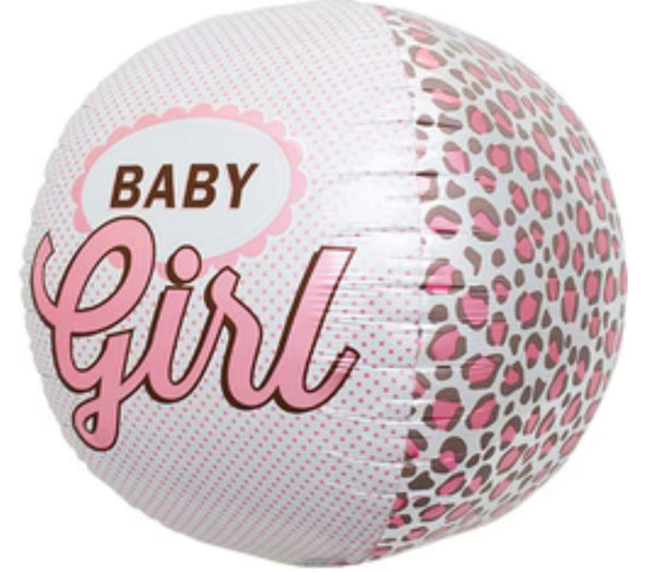 17” Baby Girl Sphere Foil Balloon