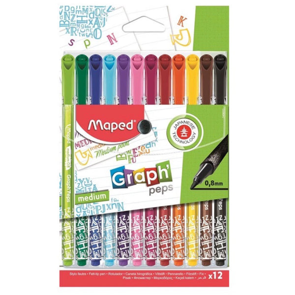 Sapori Medium Tip Graphing Pens - Set of 12