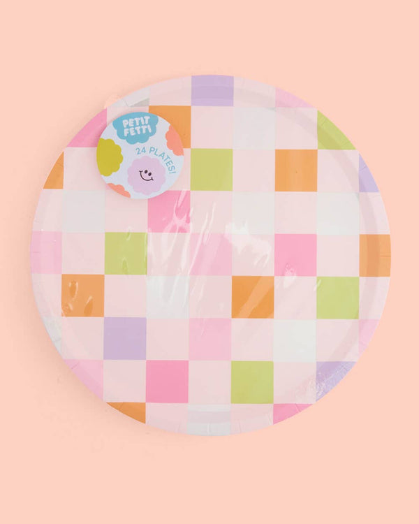 Groovy Checker Flower Dinner Plates, 24pk