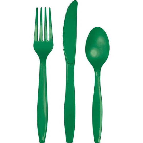 Emerald Green Assorted Plastic Cutlery, 24pk