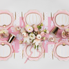 Elegant Petal Pink Gingham Dinner Plates, 8pk