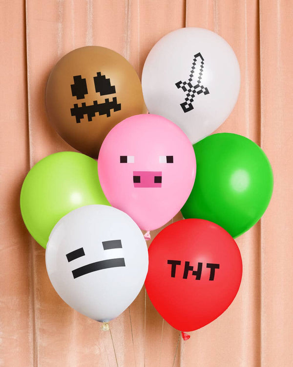 Pixel Minecraft Latex Balloons, 25pk