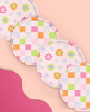 Groovy Checker Flower Dinner Plates, 24pk