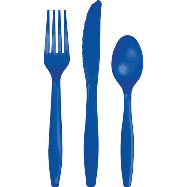Cobalt Blue Assorted Plastic Cutlery, 24pk