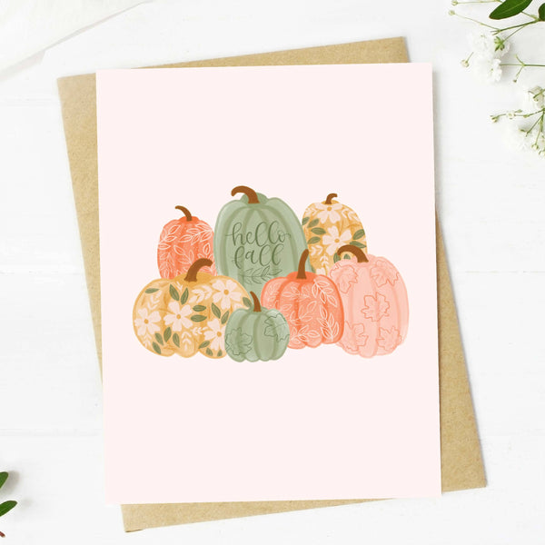 Hello Fall Pumpkin Greeting Card