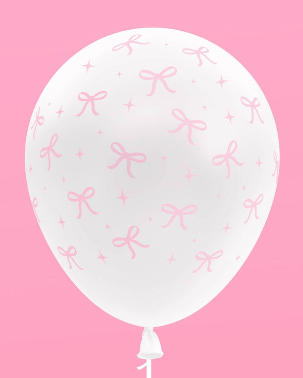 Pink Bow Latex Balloons, 24pk