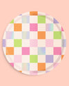Groovy Checker Flower Dinner Plates, 24pk