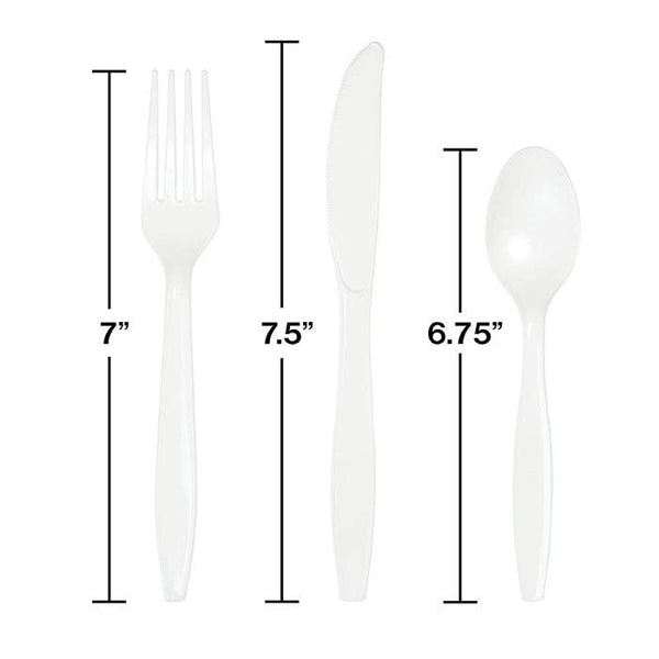 White Assorted Plastic Cutlery, 24pk