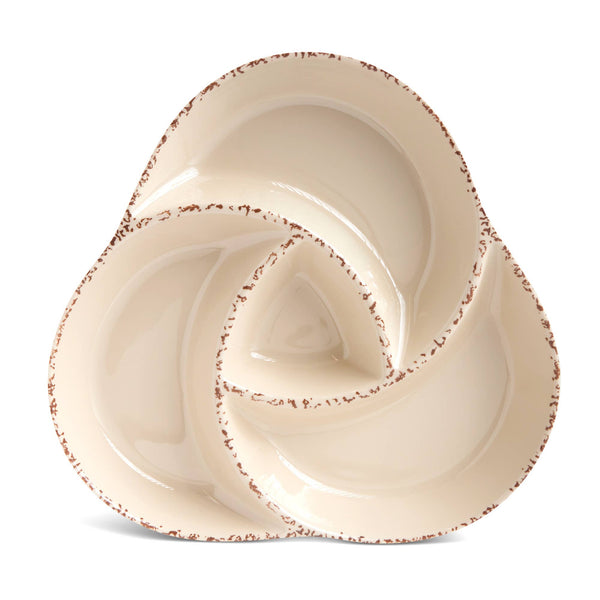 4 Section Triangle Serving Tray - Ivory