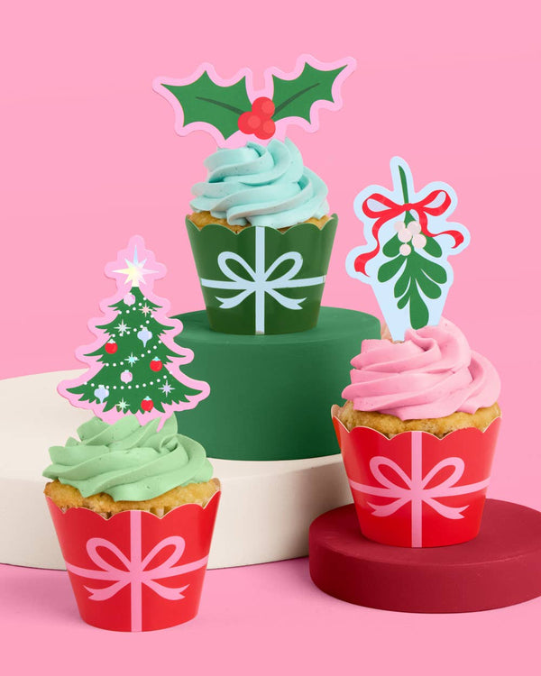 Deck the Cupcakes Set 24 liners + toppers