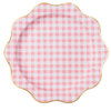 Elegant Petal Pink Gingham Dinner Plates, 8pk