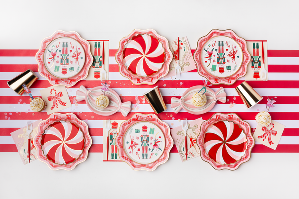 Christmas Peppermint Scalloped Dessert Plates, 8pk