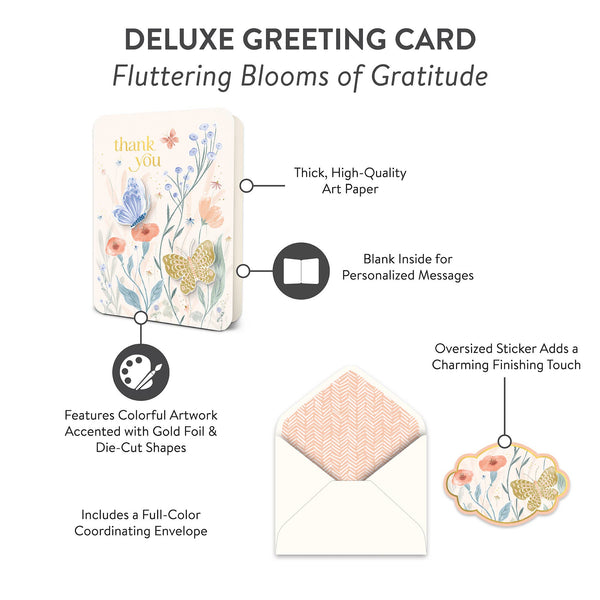Sapori Fluttering Blooms of Gratitude Deluxe Greeting Card